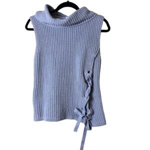 ANTHROPOLOGIE Moth Lt Blue Sweater Vest Sleeveless Top Side Tie Size Large